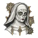 Nun with missing eyes tattoo design idea