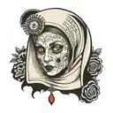 Nun with missing eyes tattoo design idea