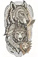 Native american with bear tattoo design idea