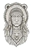 Native american with bear tattoo design idea