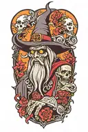 zombie wizard king tattoo design idea