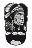 Native american with bear tattoo design idea
