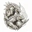 kaiju collage tattoo design idea