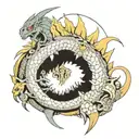 kaiju collage tattoo design idea