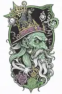 zombie wizard king tattoo design idea