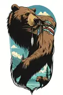 Native american with bear tattoo design idea