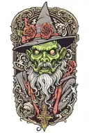 zombie wizard tattoo design idea