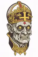 zombie pope tattoo design idea