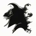 Demon nun smoking tattoo design idea