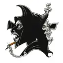 Demon nun smoking tattoo design idea