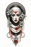 Nun with bloody eyes  tattoo design idea