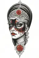 Nun with bloody eyes  tattoo design idea
