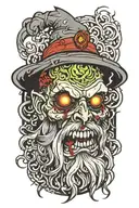 zombie wizard tattoo design idea