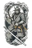 Samurai warrior wielding katana tattoo design idea