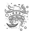 moon with a chili pepper hat tattoo design idea