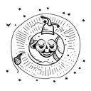 moon with a chili pepper hat tattoo design idea
