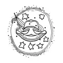 moon with a chili pepper hat tattoo design idea