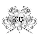 A knife with a black and edgy design, incorporating Leanna's name in a unique font tattoo design idea