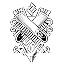 A knife with a black and edgy design, incorporating Leanna's name in a unique font tattoo design idea