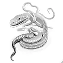 A snake coiled around a gun, with fine line details and dotwork shading tattoo design idea