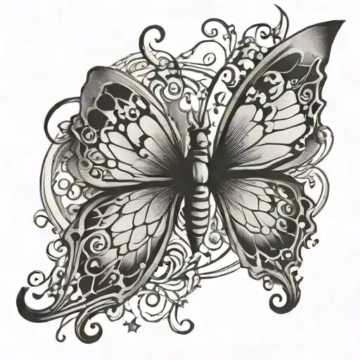 smokey butterfly wings tattoo design idea