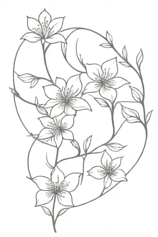 january, june, october, september birth flowers intertwined spinal tattoo tattoo design idea