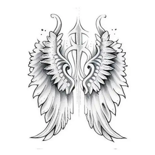 back tattoo half red devil wing half white angel wing tattoo design idea