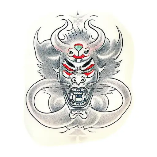 Hannya mask tattoo design idea
