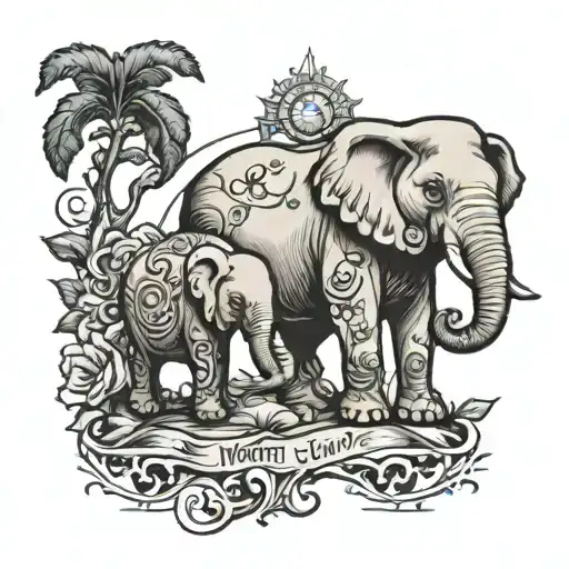 north carolina and home and elephants and the world  tattoo design idea