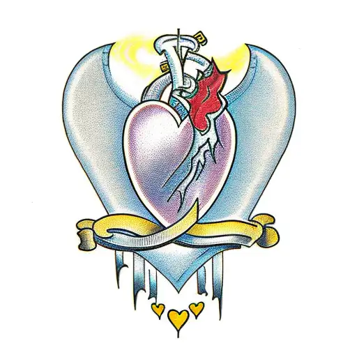 heart with three swords tattoo design idea