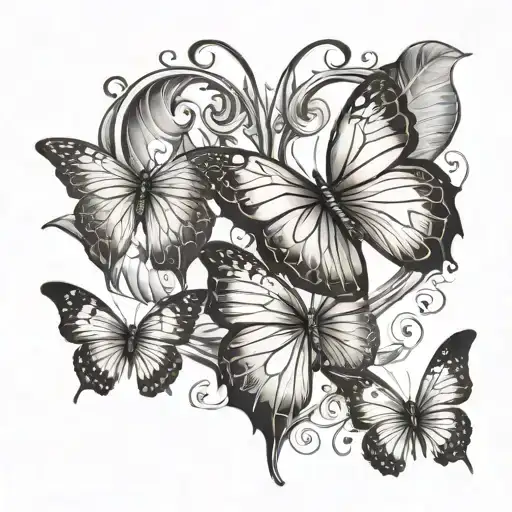 A creative tattoo design of a Monstera Leaf and Butterfly forming a heart shape, with your two sons' initials subtly incorporated within the design, representing your love for your family and nature tattoo design idea