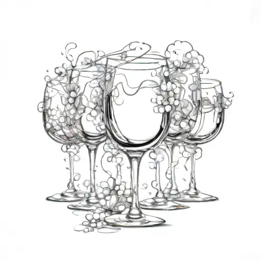 wine glass tattoo design idea