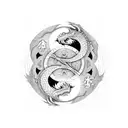 A dragon and moon merging together to form a yin-yang symbol tattoo design idea