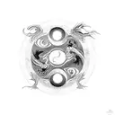 A dragon and moon merging together to form a yin-yang symbol tattoo design idea
