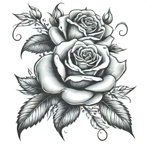 roses 222 numbers tattoo design idea