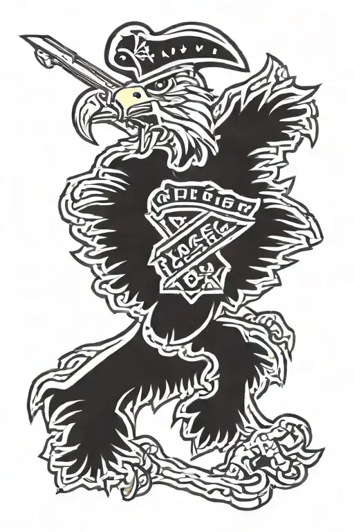 new York rangers and polish eagle tattoo design idea