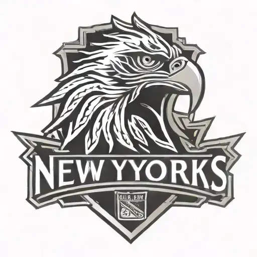 new York rangers logo blended with polish eagle shape tattoo design idea