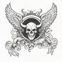 angel and Devil wings spread with halo and horn  tattoo design idea