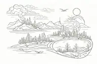 post-apocalyptic landscape tattoo design idea