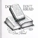 Book with words Don't Be afraid with page number 365 tattoo design idea