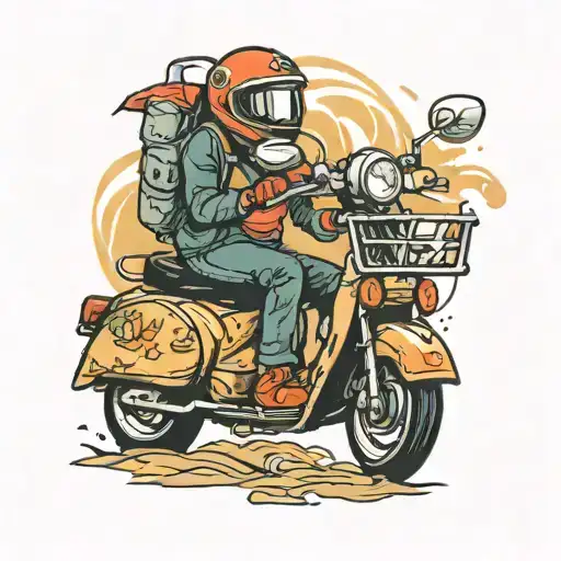 Moped scooter driving tattoo design idea