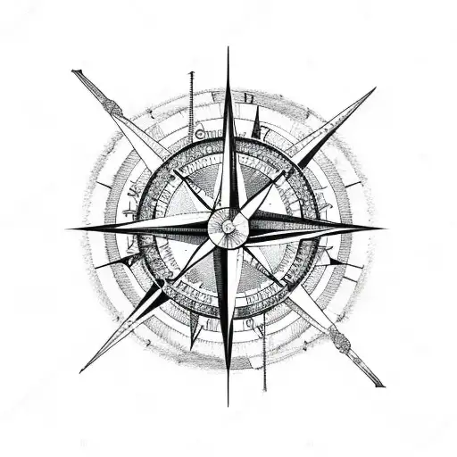 Compass with arrows tattoo design idea