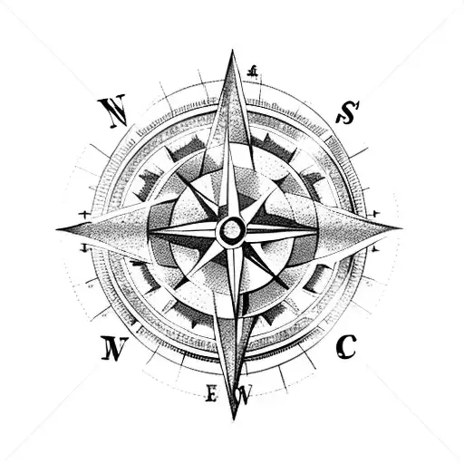 Compass with arrows tattoo design idea