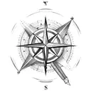 Compass with arrows tattoo design idea