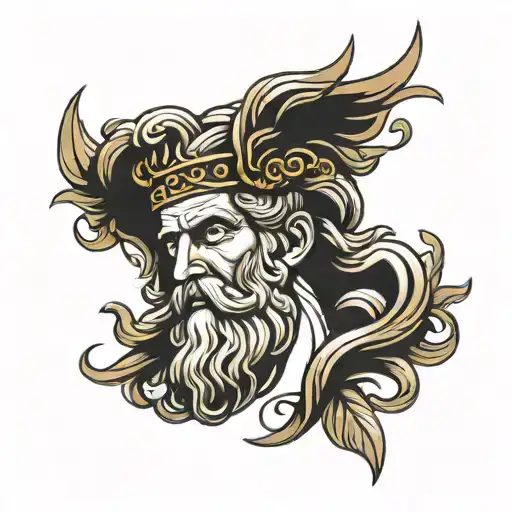 head of zeus like marble stature tattoo design idea