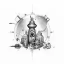 ciudad steampunk tattoo design idea