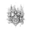ciudad steampunk tattoo design idea