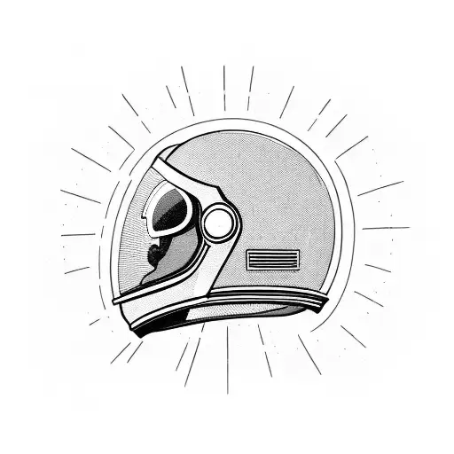 Biker with astronaut helmet on a motorcycle tattoo design idea
