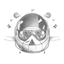 Biker with astronaut helmet on a motorcycle tattoo design idea