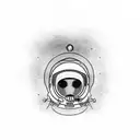 Biker with astronaut helmet on a motorcycle tattoo design idea